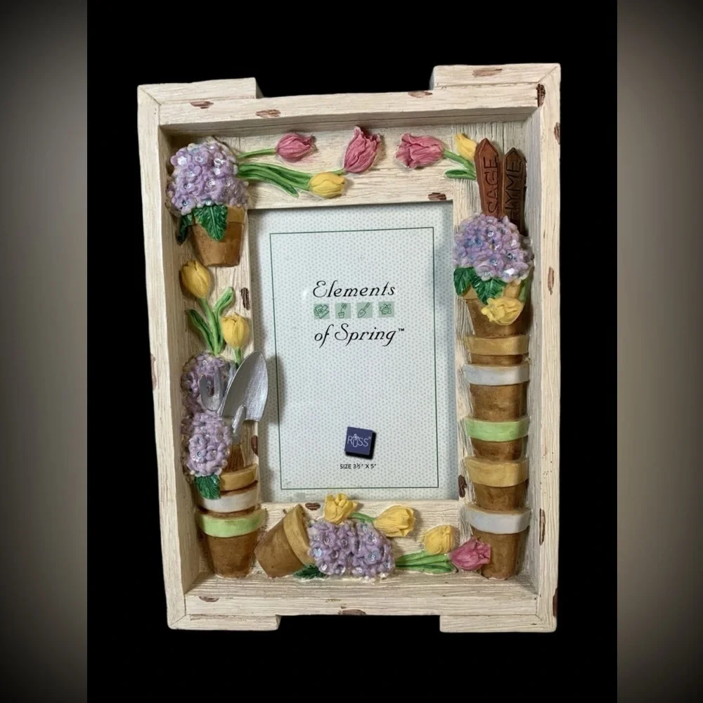 Russ Berrie Black and Tan Handcrafted Elements Of Spring Photo Picture Frame